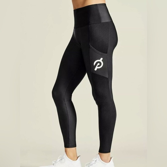 PELOTON Ribbed Pocket Athletic Legging Pants Black Size Small - Picture 1 of 7